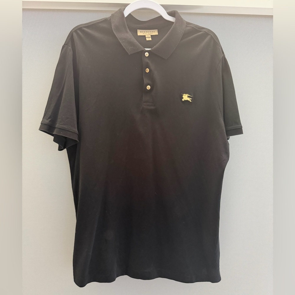 Burberry Black Polo Shirt with Gold Logo